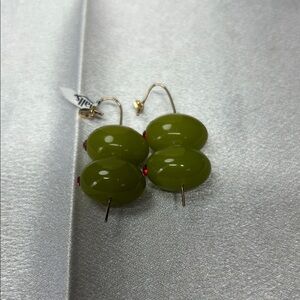 Piper K Olive Martini earrings featuring green glass stones gold-plated skewers